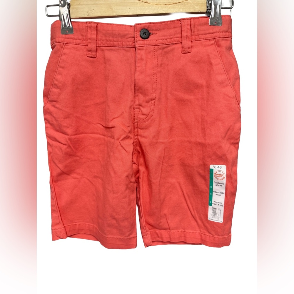 Wonder Nation Boys Size 12 Bright Coral Flat Front Shorts preppy
